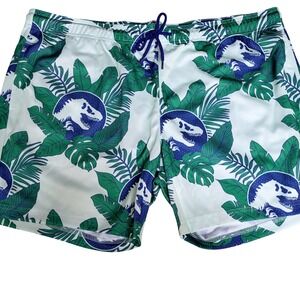 Jurassic Park Swim Trunks‎ 2XL Tropical Leaf Dinosaur Print Board Shorts Pockets